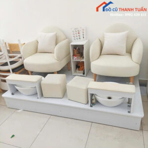 Bộ Ghế Nail Cũ Màu Kem Sang Trọng Giá Tốt