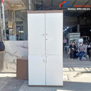 Tủ Quần Áo Gỗ Cũ 2Mx90CM Màu Trắng Phối Nâu Hiện Đại