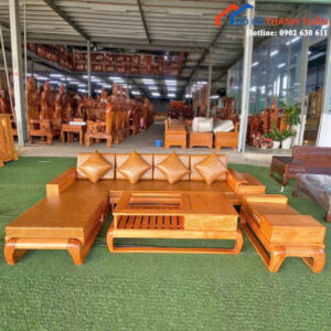 Bộ Bàn Ghế Salon Gỗ Góc Chữ L Mới 99% (Nhiều Màu)