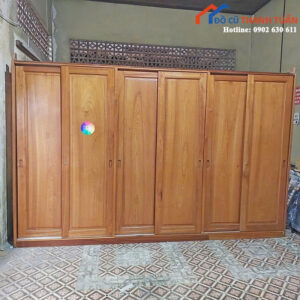 Tủ Quần Áo Gỗ Cũ 3M6x2M29 Thiết Kế Cửa Lùa Tiện Lợi