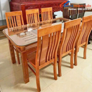Bộ Bàn Ăn 6 Ghế Mặt Kính Chữ Nhật Mới 99% (Nhiều Mẫu)
