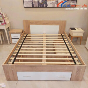 Giường Ngủ Gỗ Cũ 1M6x2M Có Hộc Kéo Tiện Lợi