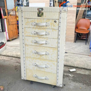 Tủ Đựng Đồ Trang Sức Cũ Bọc Da Màu Kem Cao Cấp