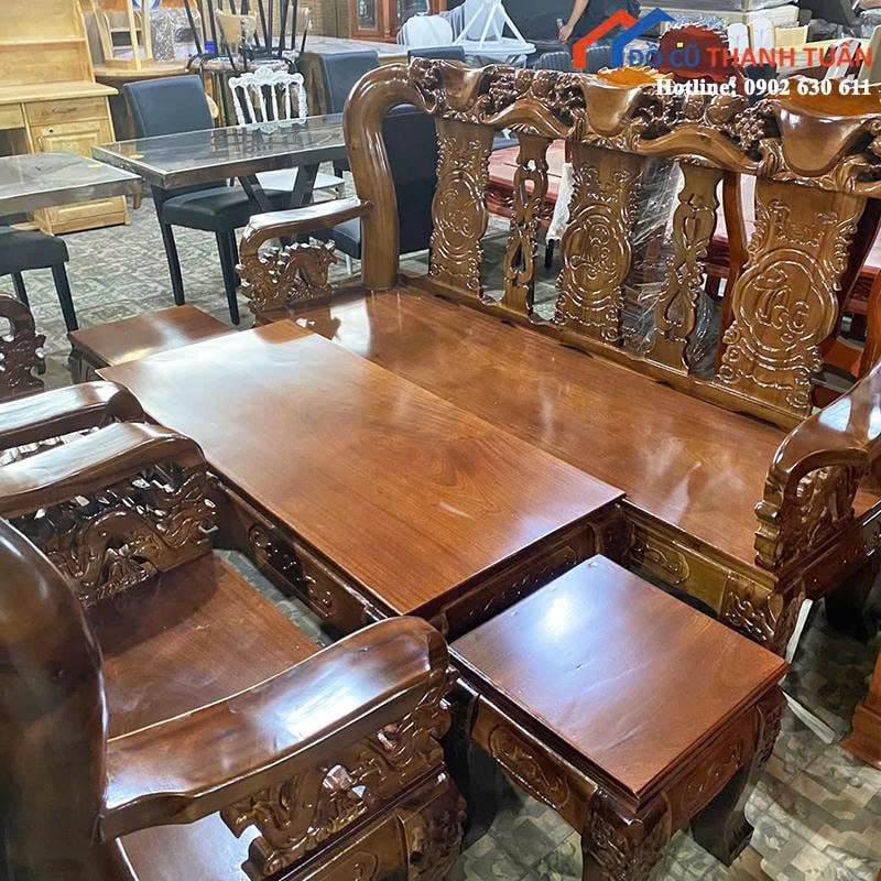 z6903073471537_cb69a7a38496f40f9e8d08ebd635c19f Bộ Salon Gỗ Tay 12 Tràm Đào Sang Trọng Mới 99%