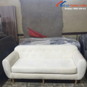 Bộ Sofa Nhung 1M8 Màu Trắng Cao Cấp Mới 99%
