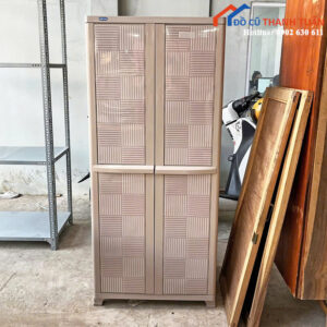 Tủ Quần Áo Nhựa Duy Tân Cũ Màu Nâu Thiết Kế 2 Cánh