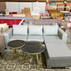 Bộ Sofa Góc Chữ L Màu Xám Hiện Đại Mới 99%