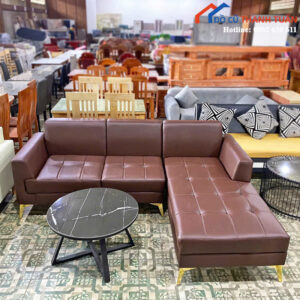 Sofa Góc Chữ L Màu Nâu Trầm Sang Trọng Mới 99%