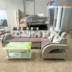 Bộ Sofa Cũ Góc Chữ L Thiết Kế Hoa Văn Đẹp Mắt