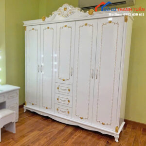 Tủ Quần Áo Màu Trắng Kiểu Dáng Cổ Điển Mới 99%