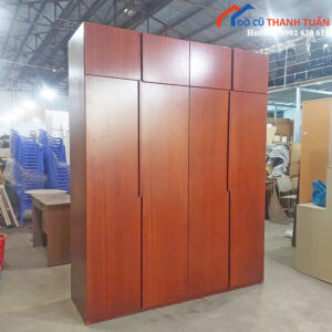 Tủ Quần Áo Gỗ Cũ 1M8x2M3 Thiết Kế 4 Cánh Tiện Lợi