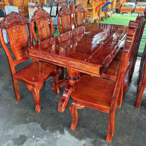 Thanh Lý Bộ Bàn Ghế Ăn Gỗ Tự Nhiên 8 Ghế Mới 99%