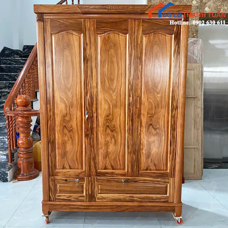 3c-2 Tủ Quần Áo Gỗ Tự Nhiên 3 Cánh Mới 99% (Nhiều Mẫu)