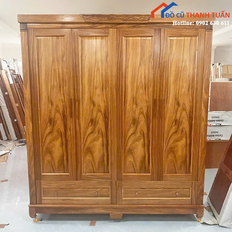 4c-3 Tủ Quần Áo Gỗ 4 Cánh Bền Đẹp Mới 99% (Nhiều Mẫu)