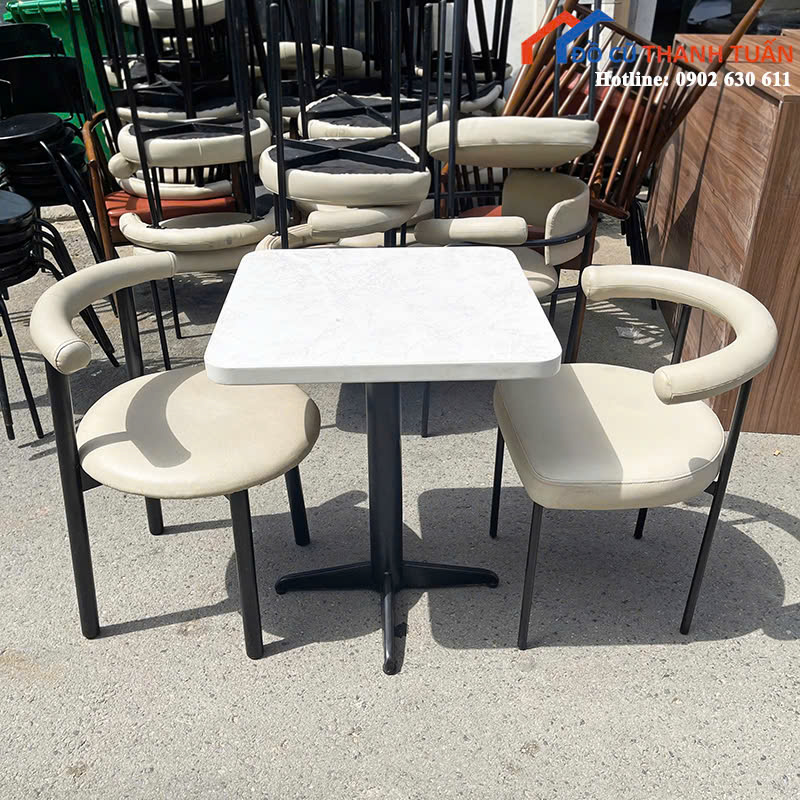 cf1-2 Bộ Bàn Ghế Cafe Cũ Lưng Bo Cong Hiện Đại (Nhiều Mẫu)