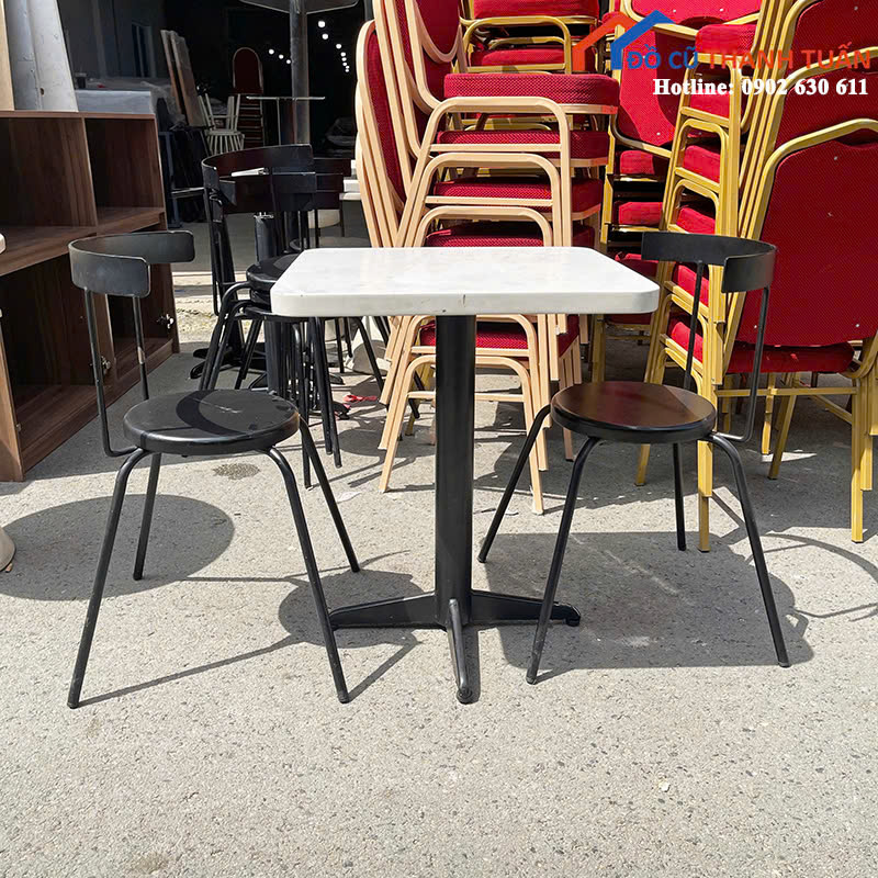 cf2-1 Bộ Bàn Ghế Cafe Cũ Mặt Vân Đá Sang Trọng