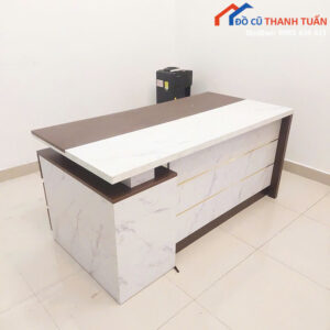 Bàn Làm Việc Cũ Mặt Gỗ Phối Trắng Hiện Đại