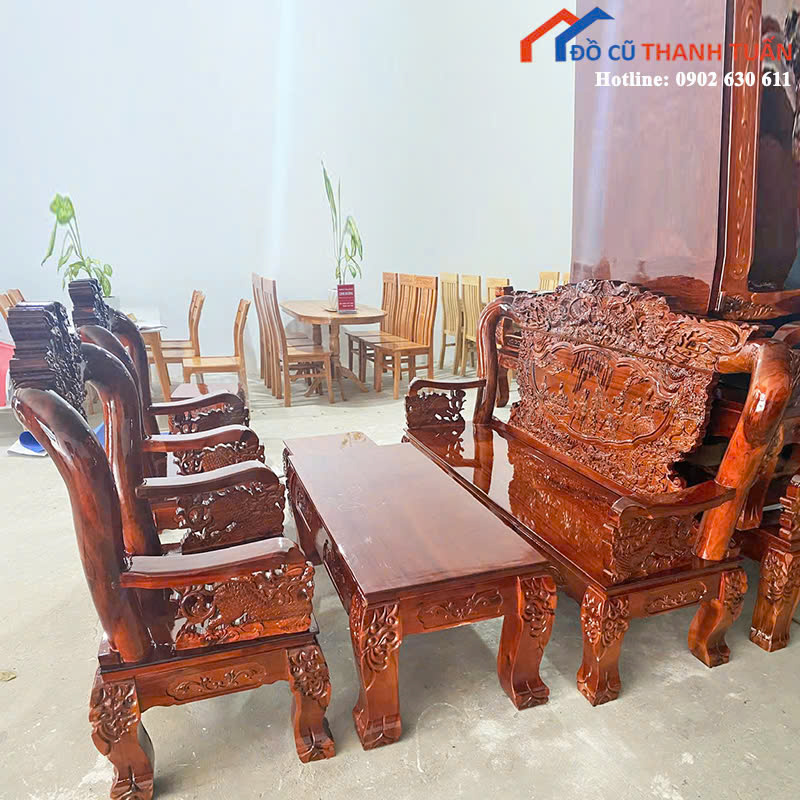 salon-4 Bộ Salon Gỗ Chạm Khắc Tinh Xảo Mới 99% (Nhiều Mẫu)