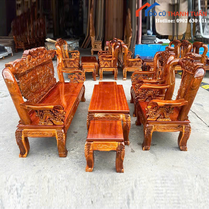 salon-5 Bộ Salon Gỗ Chạm Khắc Tinh Xảo Mới 99% (Nhiều Mẫu)