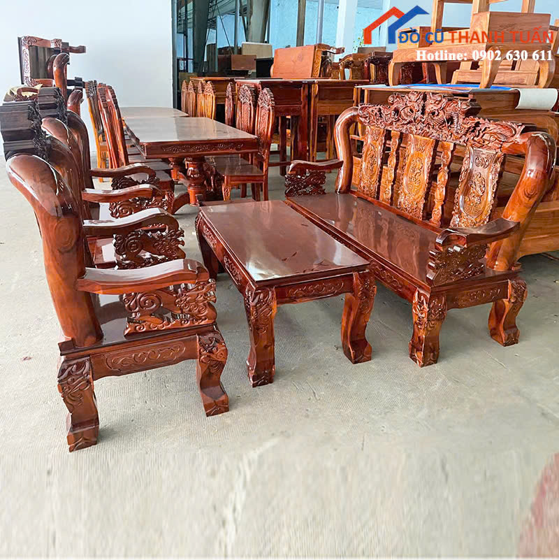 salon-6 Bộ Salon Gỗ Chạm Khắc Tinh Xảo Mới 99% (Nhiều Mẫu)
