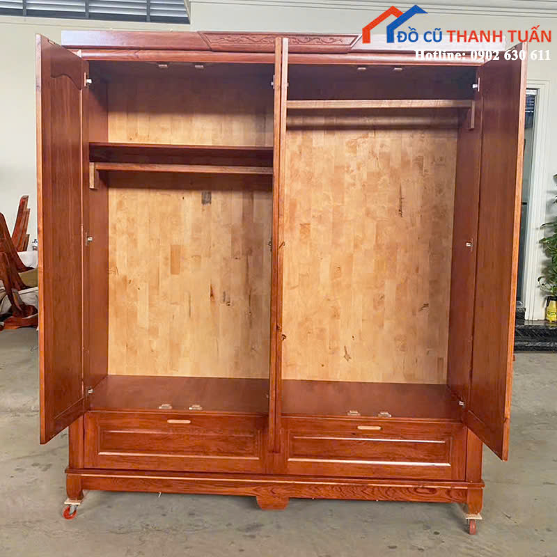 tu-4c-2 Tủ Quần Áo Gỗ 4 Cánh Bền Đẹp Mới 99% (Nhiều Mẫu)