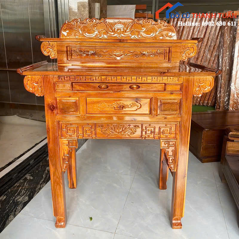 tu-tho-6 Tủ Thờ Gỗ Hoa Văn Cổ Điển Mới 99% (Nhiều Mẫu)