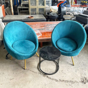 Sofa Cũ Bọc Nhung Màu Xanh Sang Trọng