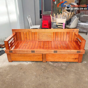 Bộ Trường Kỷ Gỗ Cũ 1M8x60CM Có Hộc Đựng Đồ