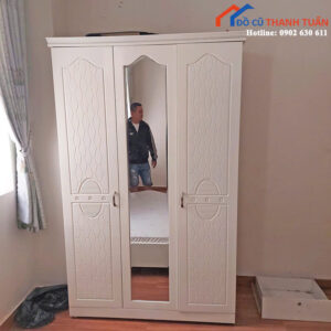 Tủ Quần Áo Cũ Màu Trắng 1M3x2M2 Thiết Kế 3 Cánh
