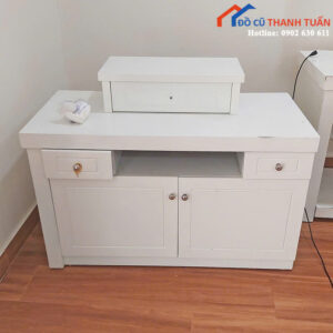 Tủ Hồ Sơ Gỗ Cũ Màu Trắng Thiết Kế 2 Cánh Tiện Lợi