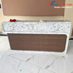 Quầy Lễ Tân Gỗ Cũ Nhiều Ngăn Mặt Đá Sang Trọng