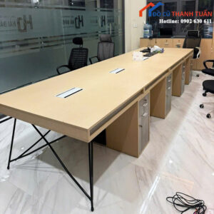 Bàn Làm Việc Cũ 1M2x4M Mặt Gỗ Chân Chữ X Độc Đáo