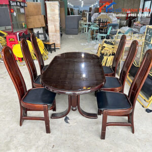 Bộ Bàn Ăn Cũ 6 Ghế Gỗ Tự Nhiên Sang Trọng