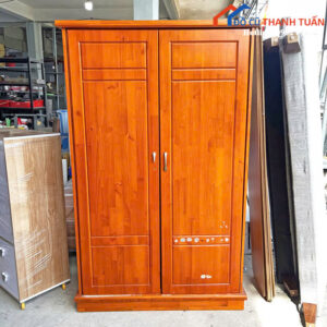 Tủ Quần Áo Gỗ Thông Cũ 1M2x1M9 Thiết Kế 2 Cánh