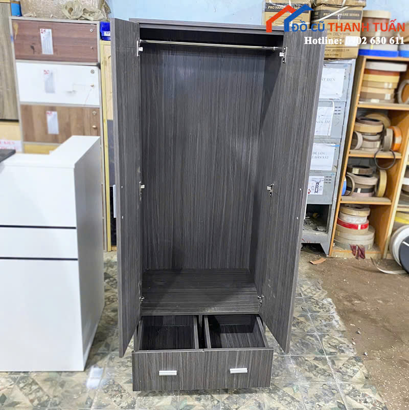 z6989297480724_0e3106e0f9082eb6dfd372349c4fc215 Tủ Quần Áo 1M7x70CM Màu Xám 2 Cánh Mới 99%