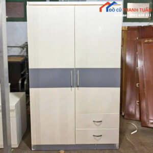 Tủ Quần Áo Cũ Màu Trắng Phối Xám Đẹp Mắt