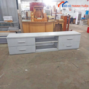 Kệ Tivi Cũ 2M4 Màu Trắng Có 4 Ngăn Kéo Tiện Lợi