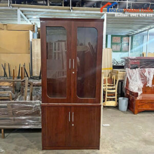 Tủ Hồ Sơ Cũ 90Cmx2M Màu Nâu Thiết Kế Đơn Giản