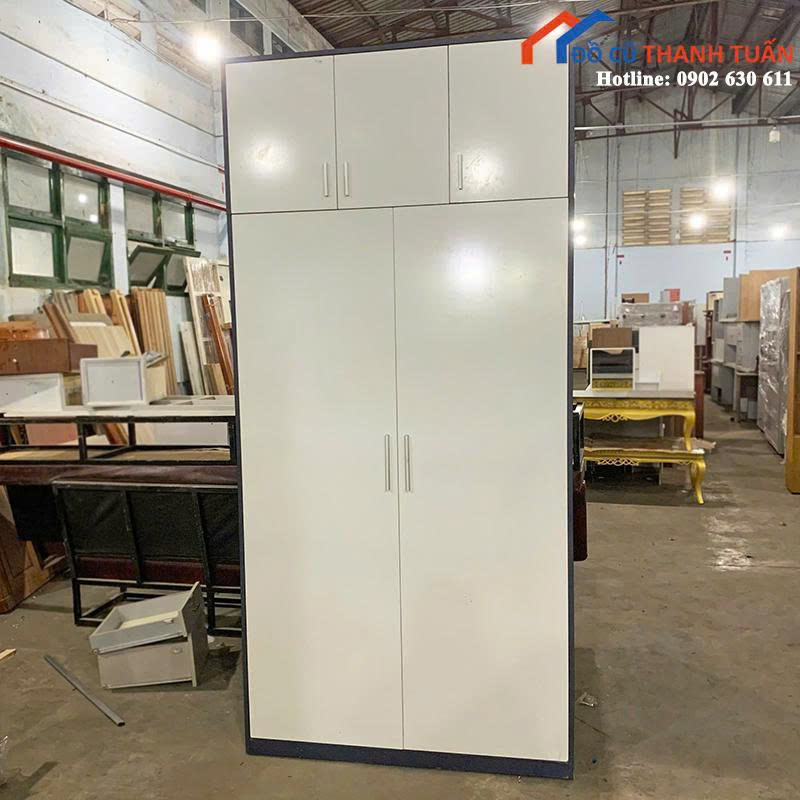 z7062120673736_4b3093315adcb690ea5a7f6b63f83de9 Tủ Quần Áo Cũ 1M2x2M53 Màu Trắng Phối Đen Hiện Đại