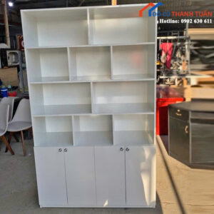 Tủ Trưng Bày Cũ 1M2x2M Màu Trắng Nhiều Ngăn