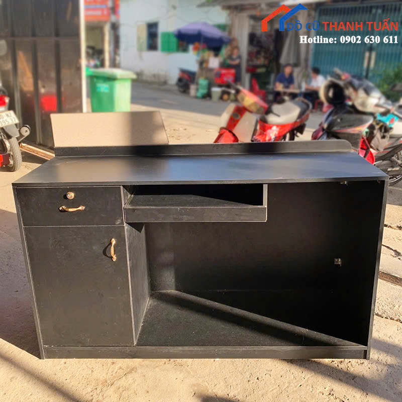 1m4x48-G2tr-4 Quầy Lễ Tân Cũ 1M4x48 Màu Xám Phối Trắng Hiện Đại