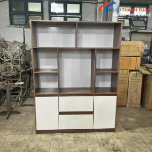 Tủ Trưng Bày Cũ 1M5x2M Màu Nâu Phối Trắng Hiện Đại