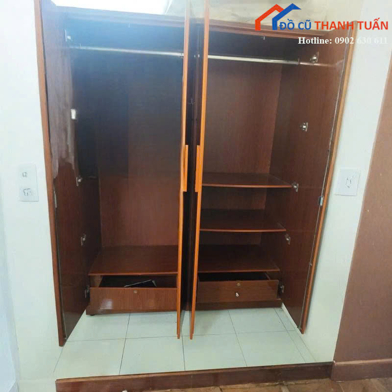 1m6x2m1x60-gia-3tr1 Tủ Quần Áo Cũ 1M6x2M1 Màu Nâu Thiết Kế 4 Cánh