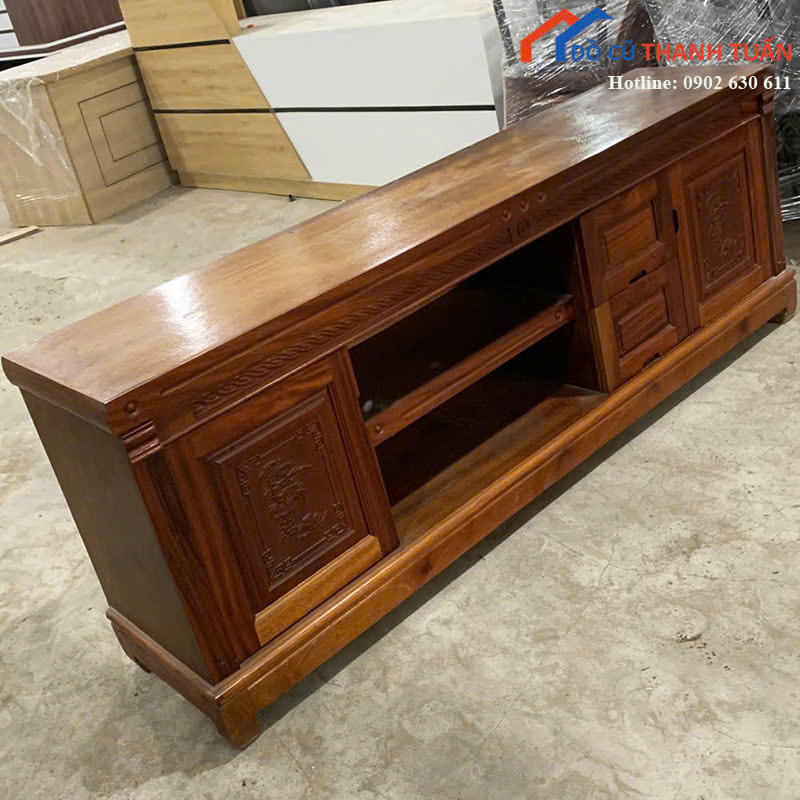 1m8x40x65-gia-2tr-2 Kệ Tivi Gỗ Cũ 1M8x40CM Màu Nâu Kiểu Dáng Cổ Điển