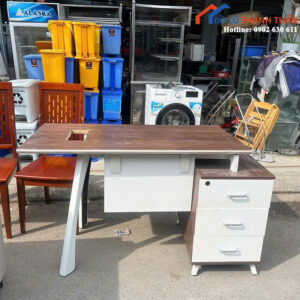 Bàn Làm Việc Gỗ Cũ Kèm Hộc Tủ 3 Ngăn Tiện Lợi