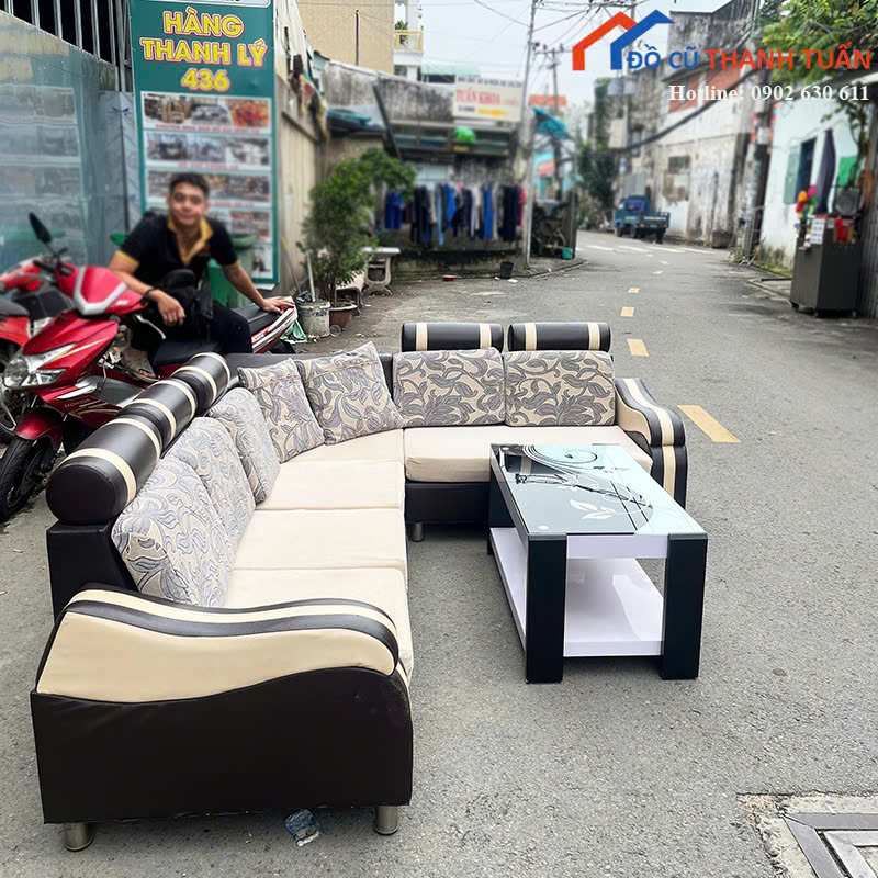 2m4x1m95-gia-3r5-2 Bộ Sofa Cũ 2M4x1M95 Góc Chữ L Phối Màu Hiện Đại