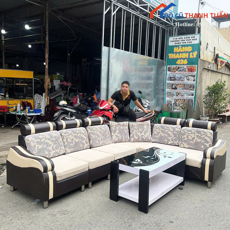 2m4x1m95-gia-3r5-3 Bộ Sofa Cũ 2M4x1M95 Góc Chữ L Phối Màu Hiện Đại