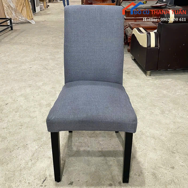 400k-sl-100c Ghế Ăn Cũ Bọc Vải Màu Xám Thiết Kế Tựa Lưng Cao