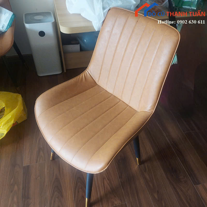 4c-350k-cai Ghế Ăn Cũ Bọc Da Màu Nâu Lưng Cao Sang Trọng