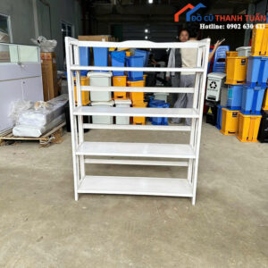 Kệ Sách 4 Tầng Gỗ Cũ Màu Trắng Hiện Đại Giá Rẻ